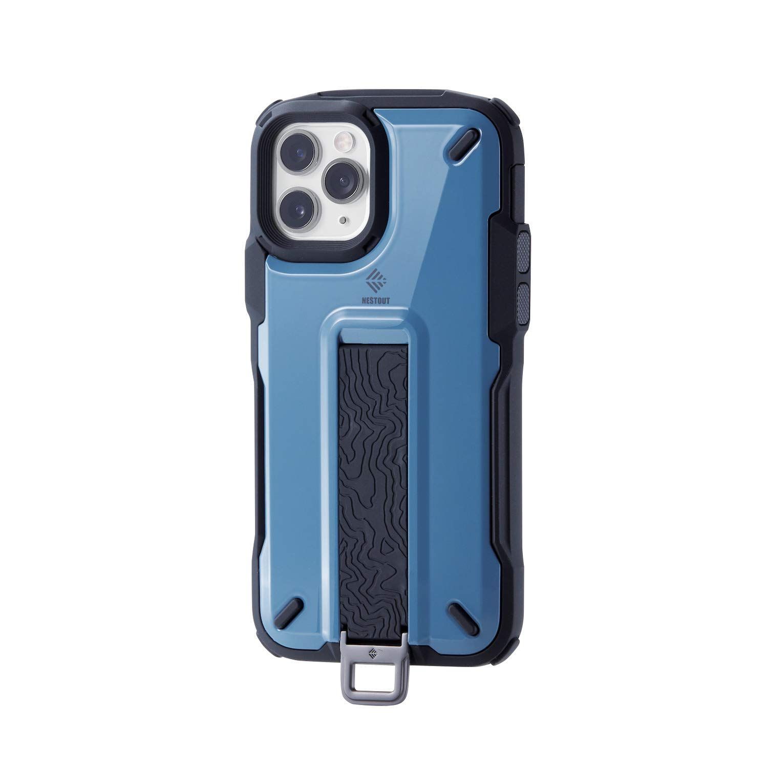 在庫処分エレコム iPhone 11 Pro ケース アウトドア NESTOUT Trekking 指を通せるベルト付 すばやく着脱可能な専用ホルダー付属 スモーキーブルー PM-A19BNESTTBU