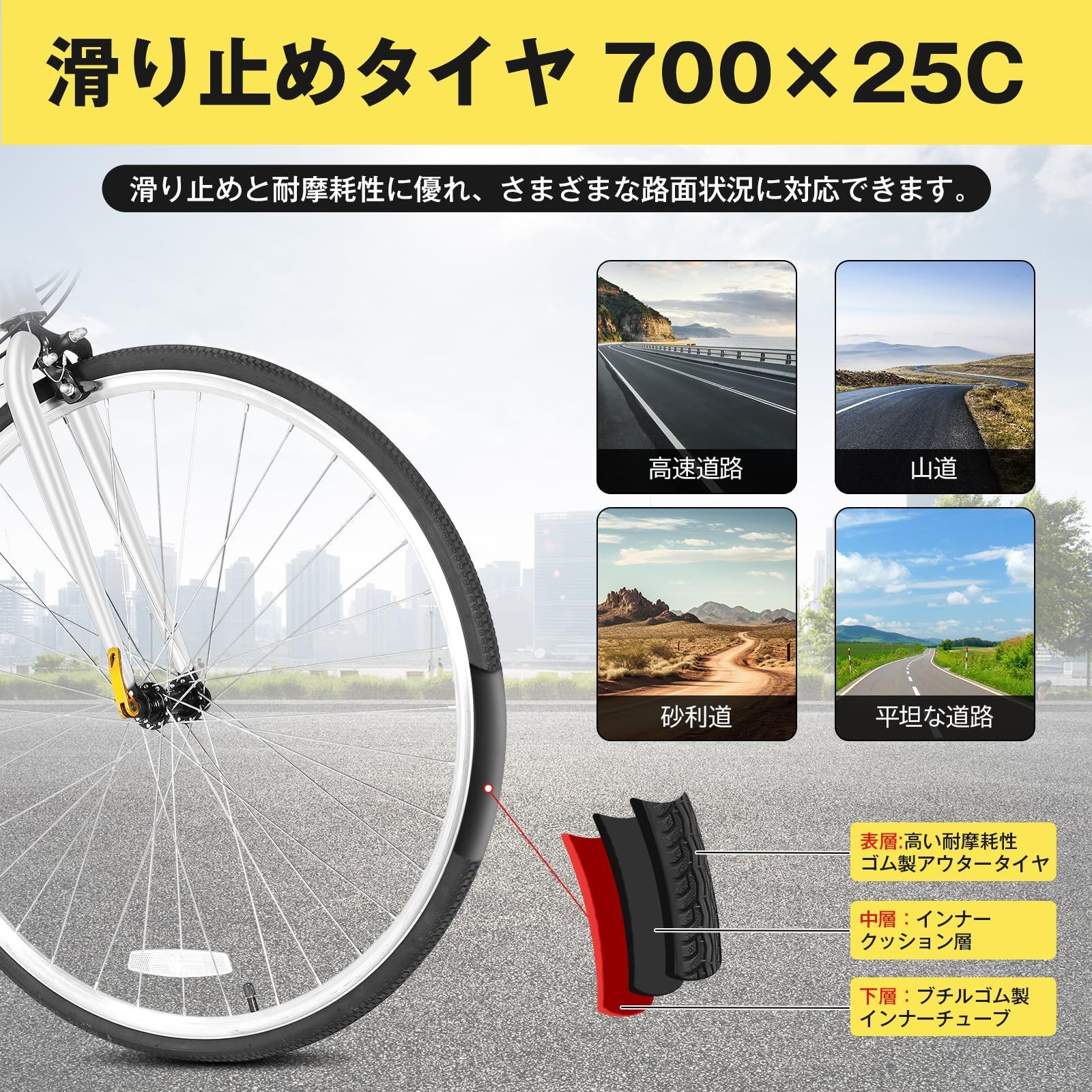 Mixiu クロスバイク シマノ製21段変速 自転車 700C 27インチ相当 高炭素鋼フレーム 軽量 クロスバイク 男女兼用 通勤 通学 旅行 街乗り マウンテンバイク 空気入れ付き 前後泥除け ワイヤーロック ライト 反射板 コップホルダー BRIGHTFACE_UK
