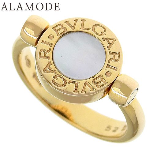 BVLGARI ブルガリ ブルガリブルガリ フリップ リング オニキス|マザーオブパール K18 ピンクゴールド PG 指輪 アクセサリー ジュエリー 8.5 48.5 号 ブラック黒 ホワイト レディース 41100071836 アラモード