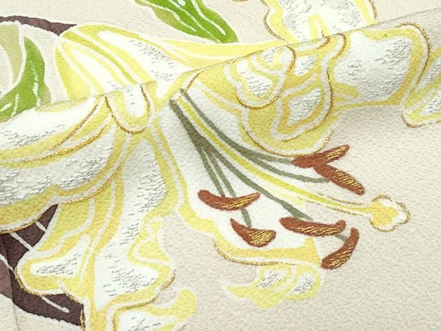 平和屋本店■希少　皆川月華　長女　日本画家　皆川千恵子　訪問着　刺繍　草花文　金銀糸　浅黄色　逸品　CZAA3848s5 平和屋本店□希少 皆川月華 長女 日本画家 皆川千恵子 訪問着 刺繍