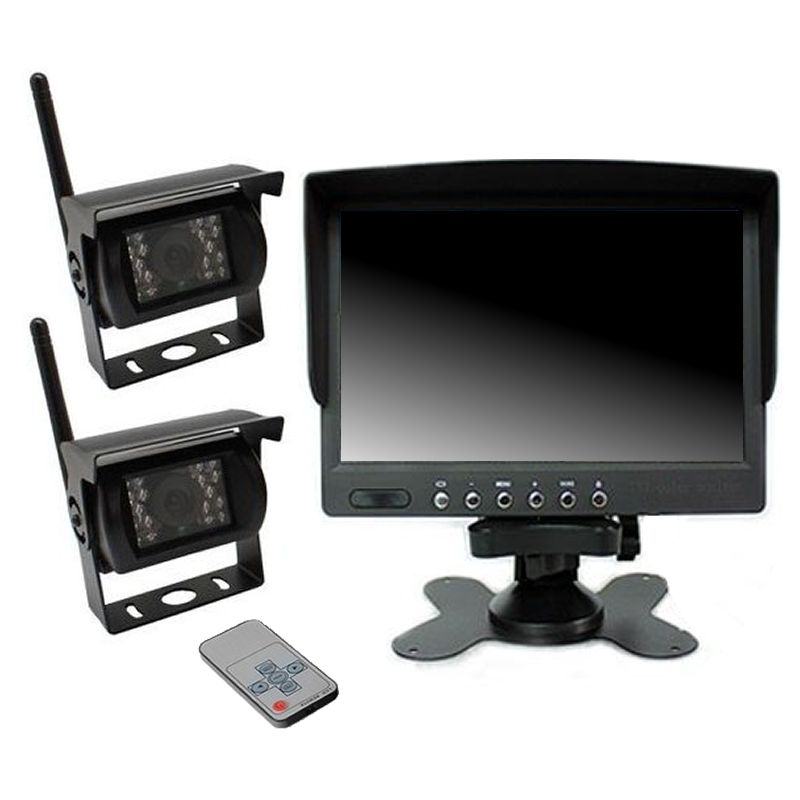 日野トラック 7インチオンダッシュ液晶モニター + ワイヤレスバックカメラ2台セット 24V車対応 トラック バス 大型車対応 日野トラック 7インチオンダッシュ液晶モニター + ワイヤレスバック