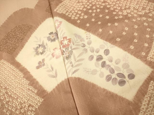 平和屋着物▽訪問着 単衣 刺繍 切嵌草花文 金彩 正絹 逸品