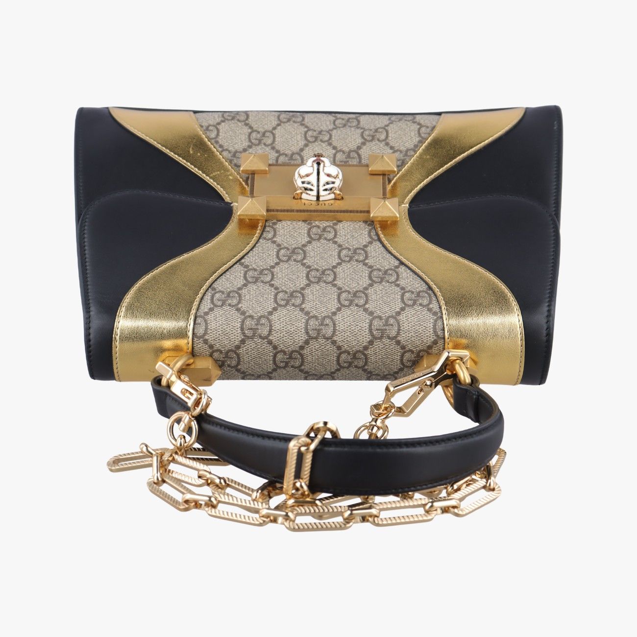 【GUCCI】レザー＆コーティングキャンバス モノグラム GUCCI モノグラム コーティングキャンバス 二つ折り財布