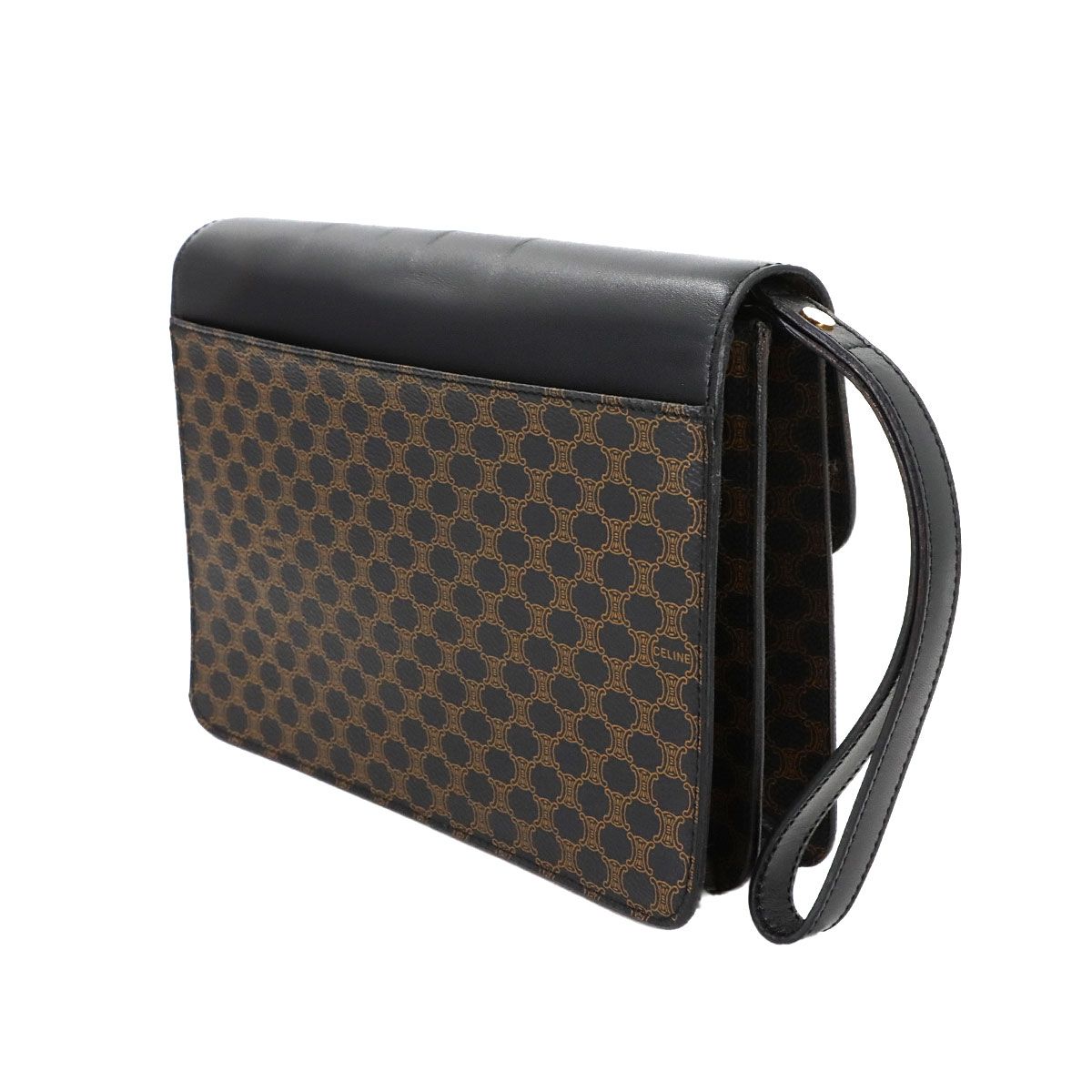 美品 セリーヌ CELINE マカダム セカンド クラッチ バッグ ポーチ PVC