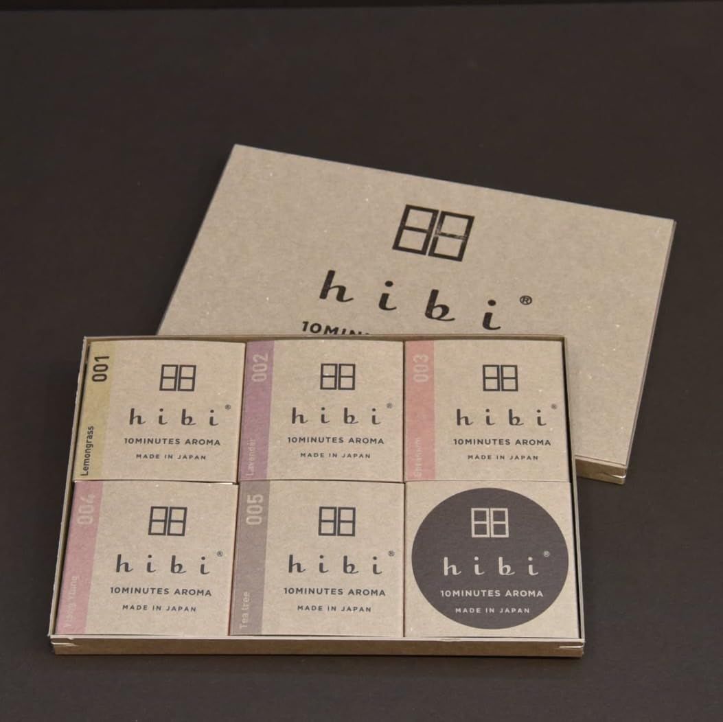 Hibi 10MINUTES AROMA 5種の香りギフトボックス お香 アロマ ラベンダー レモングラス イランイラン ゼラニウム ティートゥリー
