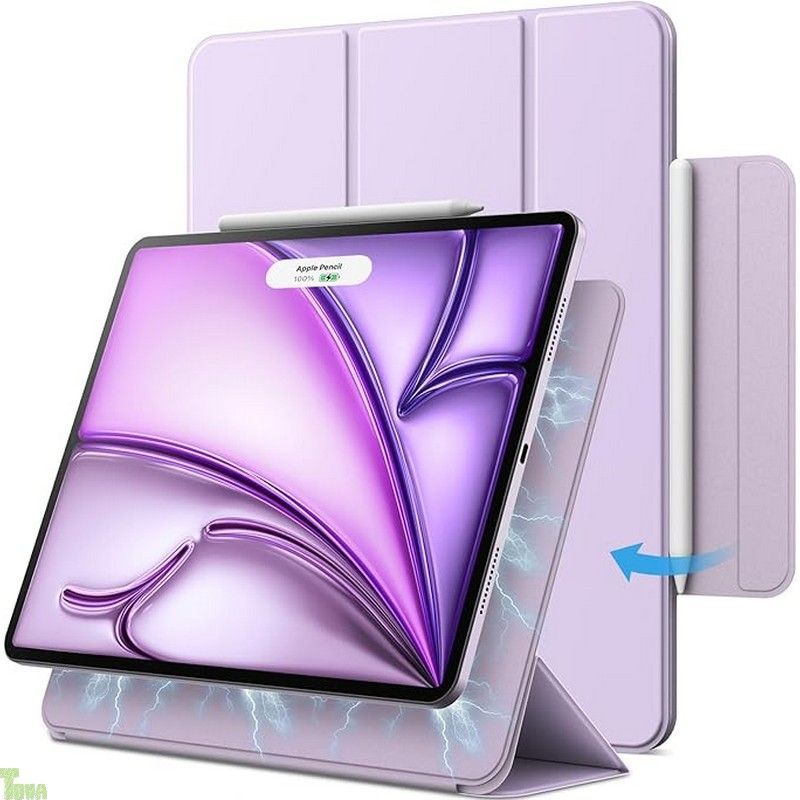 ライトパープル JEDirect iPad Air 11 インチ M3/M2 (2025/2024)、iPad Air 5/4 2022/2020 10.9インチ、iPad Pro 11 (2018) 用マグネットケース 磁気吸着 スリムスマート保護カバー