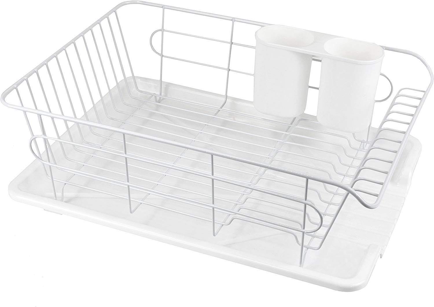 【新着商品】ヨコ置き トレー付 タイプ 水が流れる ホワイト かご 水切り 白 食器 アルデオ 金属 HB-3466 パール金属