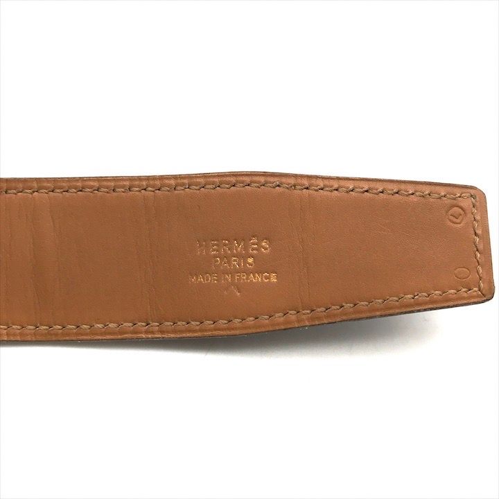 HERMES エルメス コンスタンス H ベルト クロコ ブラック マルL刻印
