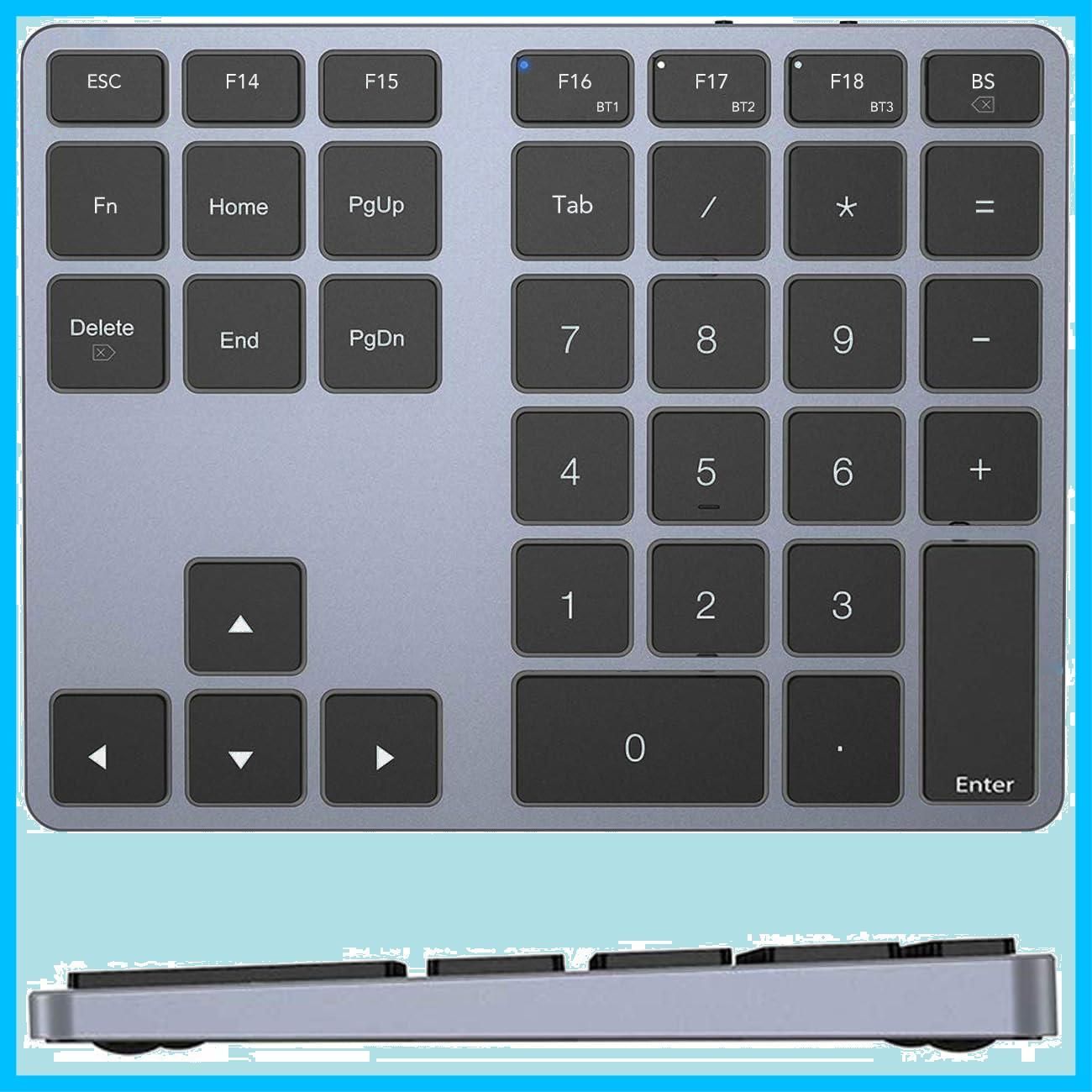 【人気商品】テンキー Bluetooth KcBlueJP ワイヤレス 数字 キーボード MacOSショートカットキー搭載 複数のBluetooth接続が可能 35キー 拡張 充電式 スリム MAC用に設計 アルミ合金製 MacBook Pro/AiriPa