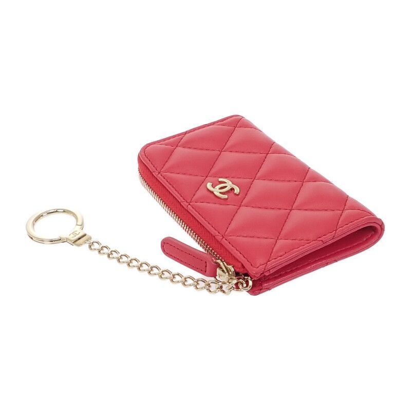 CHANEL】マトラッセ キーリング付き コインケース ラムスキン CHANEL】マトラッセ キーリング付き コインケース ラムスキン