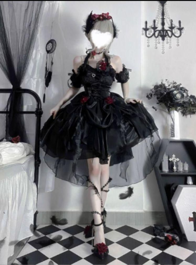 完全処分☆】トリプルフォーチュン ローズリボン ボンネット 黒 赤薔薇