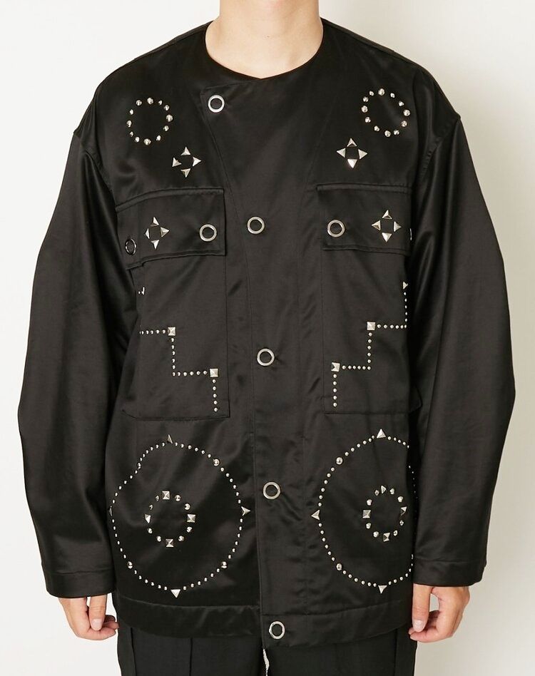 ALMOSTBLACK オールモストブラック 20SSスタッズノーカラーブルゾン ALMOSTBLACK(オールモストブラック)公式通販