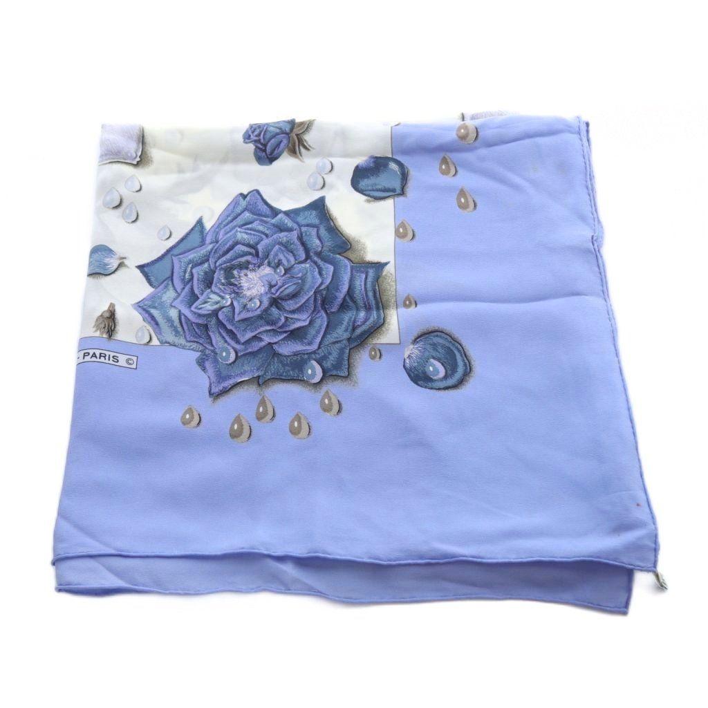 エルメス エルメス ラ ロゼ スカーフ 白 ホワイト 水色