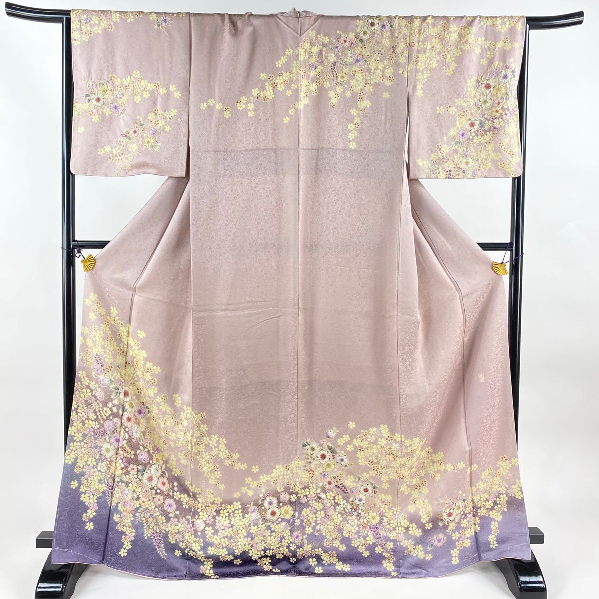 訪問着 身丈170cm 裄丈66.5cm M 袷 徳永憲峯 落款 辻が花 銀通し 金彩  