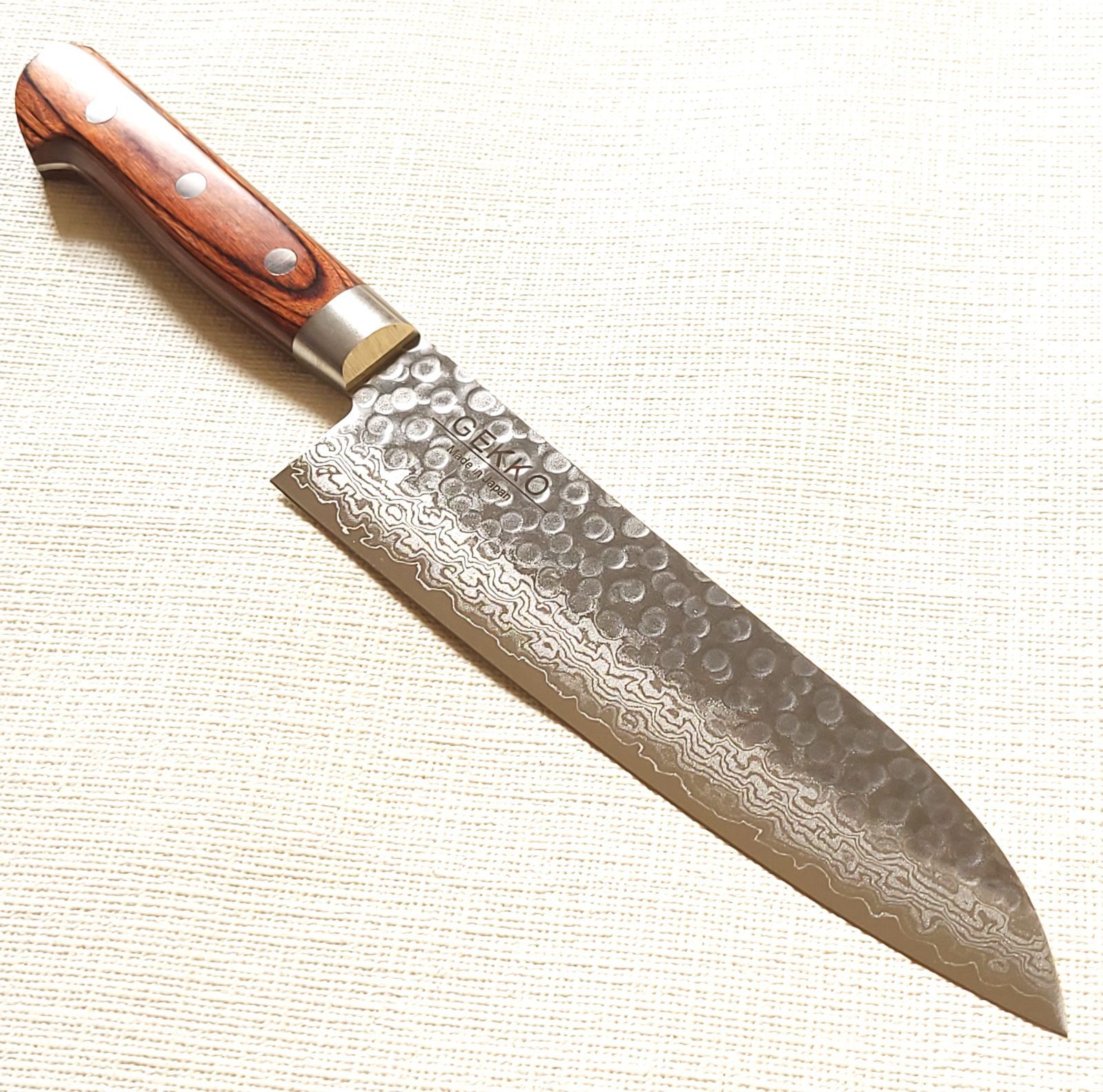 VG10 ダマスカス 三徳包丁185mm 茶柄 G1706E トップ 月光作 VG10 VG10 ダマスカス 三徳包丁185mm 茶柄 G1706E トップ 月光作 VG10