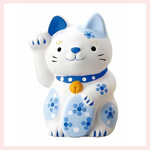 花 招き猫・青 K5707 ※陶器,縁起物,高級感,高品質,民芸品,工芸品,シリーズ,日本,レトロモダン,かわいい,可愛い,キャット,ねこ,置物,まとめ買い,セット割引,窯,カラフル,ポップ,アニメマンガチック,キュート,フラワー,花柄,絵,愛知,瀬戸  - メルカリ