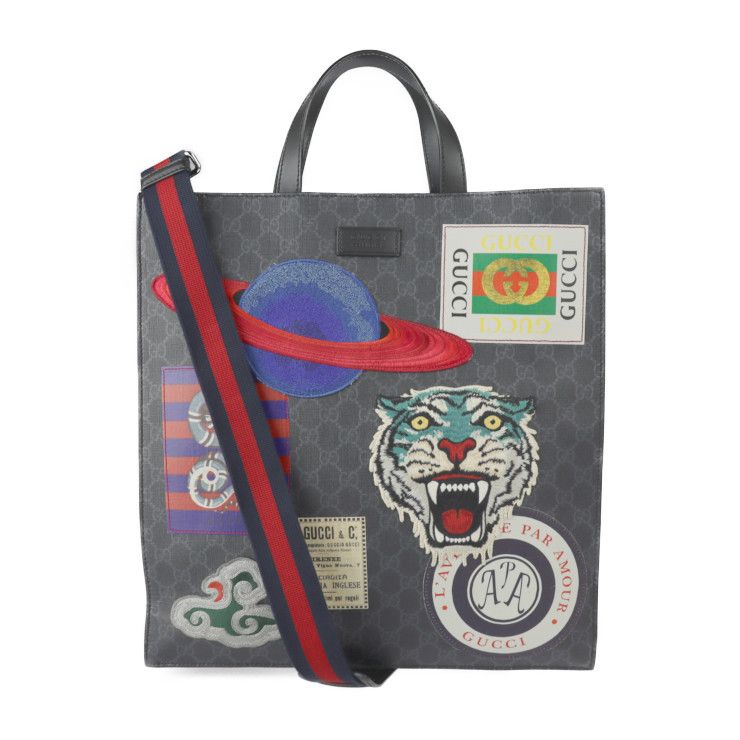 GUCCI グッチ クーリエ トートバッグ 495559 PVC レザー グレー