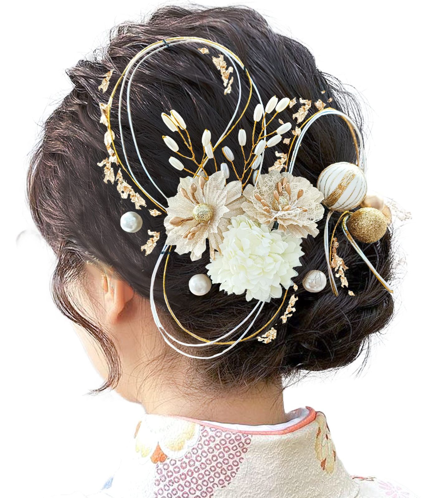 数量限定 花嫁 ブライダル 浴衣に 着物 袴 ヘッドパーツ 和装 結婚式 卒業式 振袖 前撮り ヘアアクセサリー シルバー ゴールド ロープ J0010 人気 組紐 銀箔 金箔 水引 成人式 髪飾り [JZOON]
