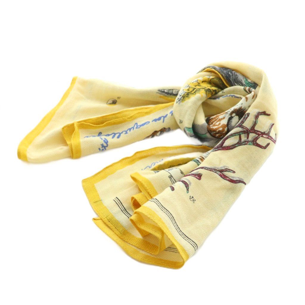 マニプリ manipuri リネンミックスストール120 シェル 総柄 黄色 クリーム色 MI OS