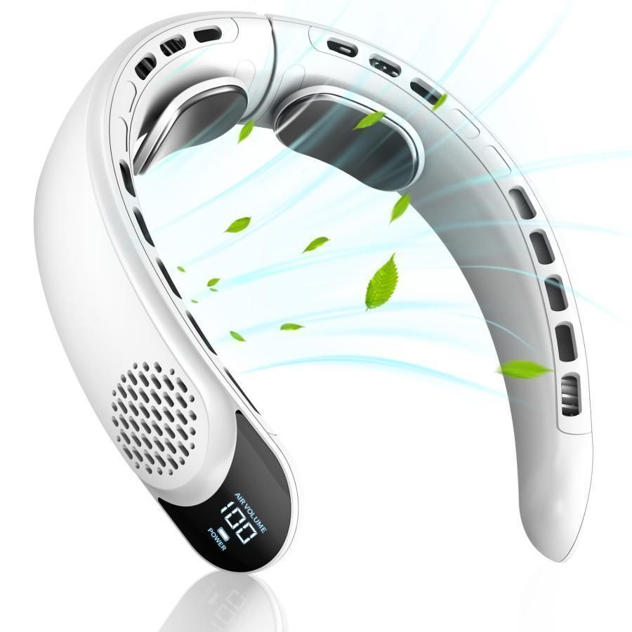 首掛け扇風機 ネッククーラー クーラーネック 扇風機 羽なし 小型 軽量 4000mAh大容量 首かけ 羽なし 2つ冷却プレート付 静音