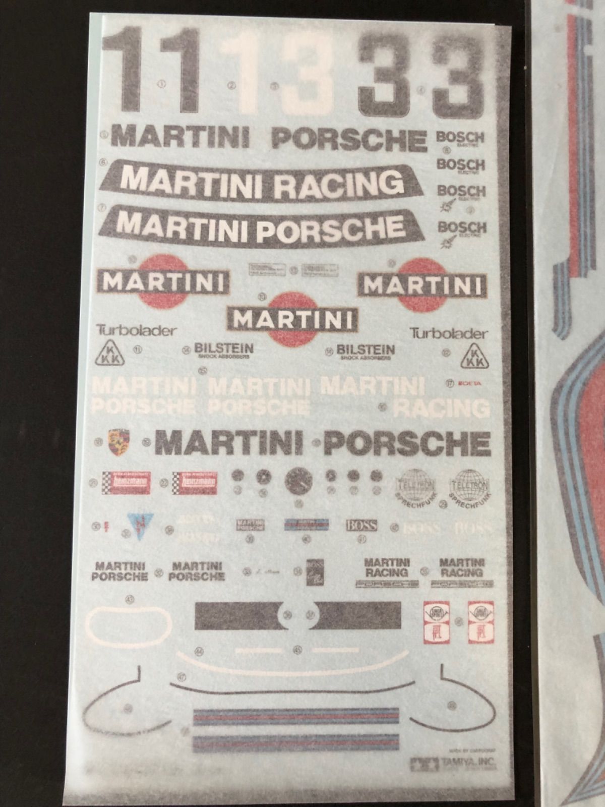 タミヤ マルティニポルシェ935 1/12 カルトグラフ製デカールとシート