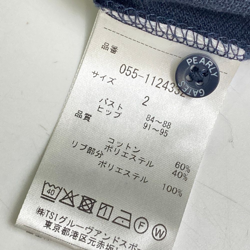 サイズ：2 PEARLY GATES パーリーゲイツ  ロゴ刺繍入り 半袖ワンピース  ネイビー系 [240101496976] ゴルフウェア レディース ストスト サイズ：2 PEARLY GATES パーリーゲイツ ロゴ刺繍入り 半袖