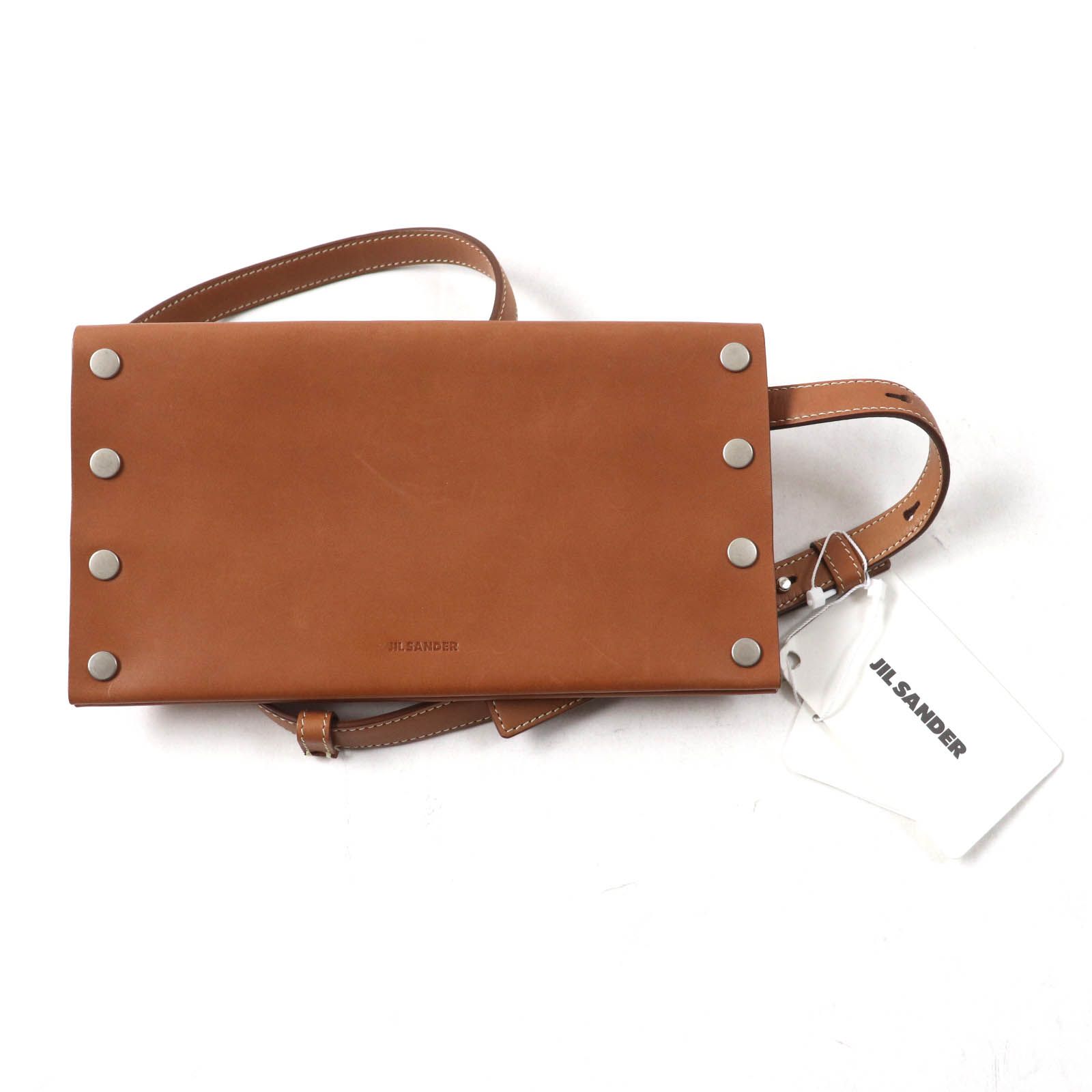 JIL SANDER ジルサンダー JSMU840162 RIVET WALLET BELT リベット ウォレット ベルト ロゴ刻印 レザー ブラウン UNI イタリア製