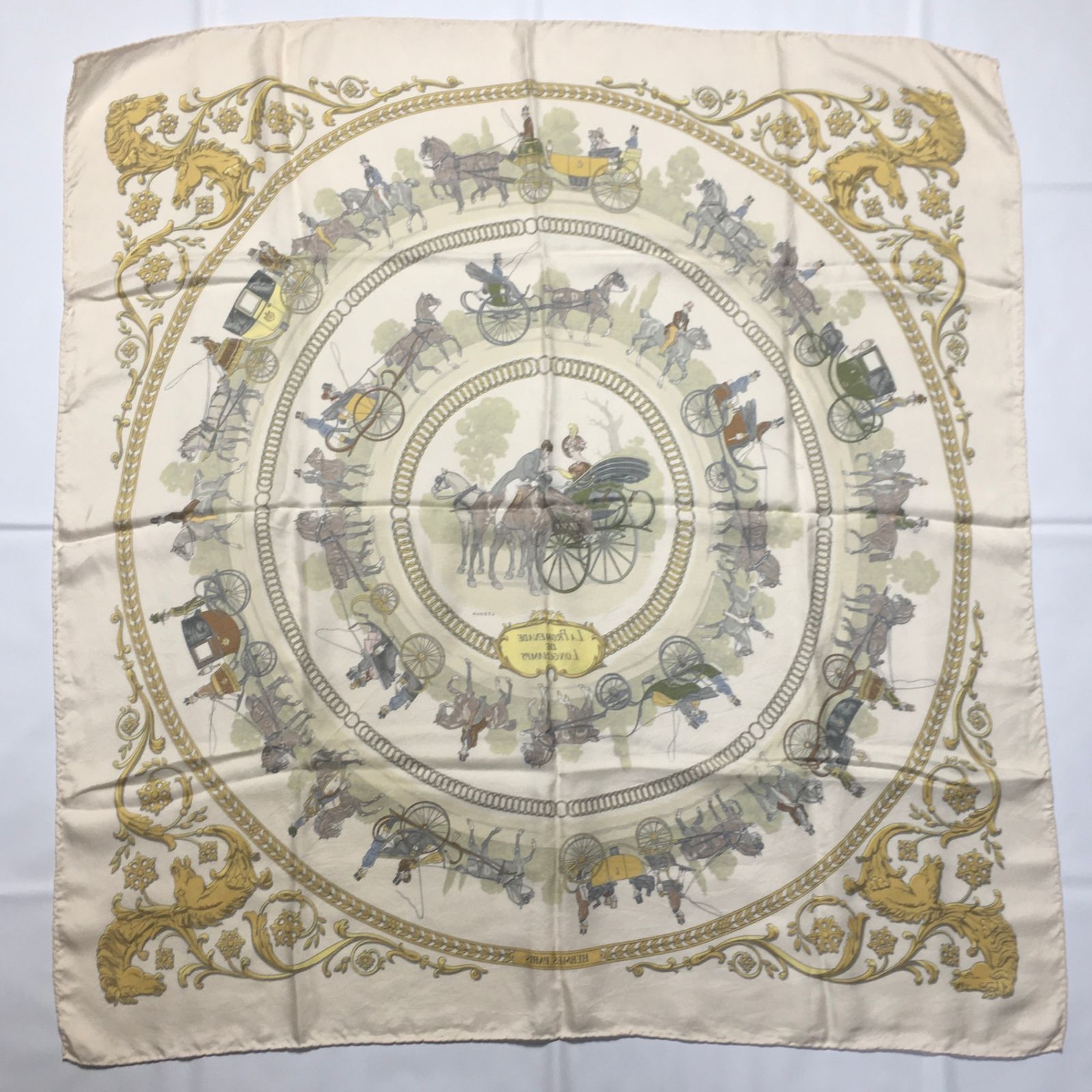 2509-178｜美品｜エルメス カレ 90 スカーフ シルク クリーム - メルカリ 