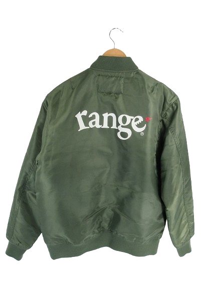 レンジ range ジャケット フライト MA-1 ロゴ プリント グリーン系 サイズL QQQ