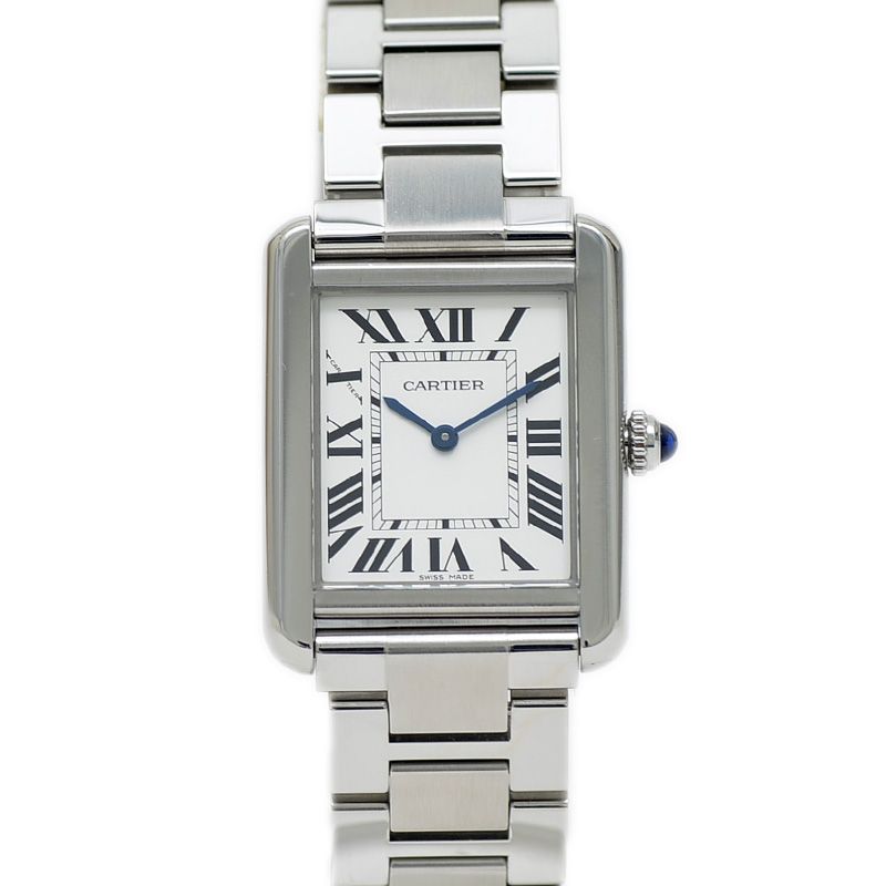 カルティエ タンクソロ SM レディース シルバー文字盤 クォーツ W52000  
