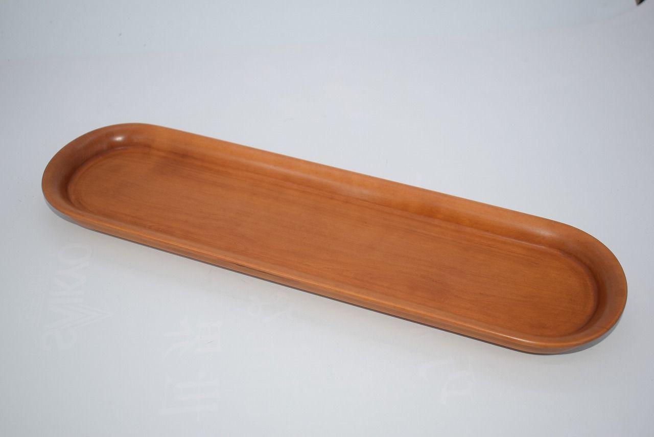 煎茶道具 一文字盆 黄楊 2 松泉 作 34-9156-02