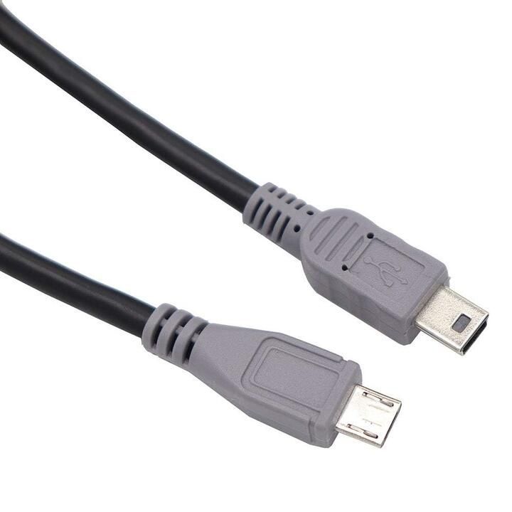 USB2.0 Micro USB 5ピン to Mini USB 5ピン変換ケーブル 1m USB2.0 Micro 5ピンMini ５ピン充電&データケーブル オス−オス 灰