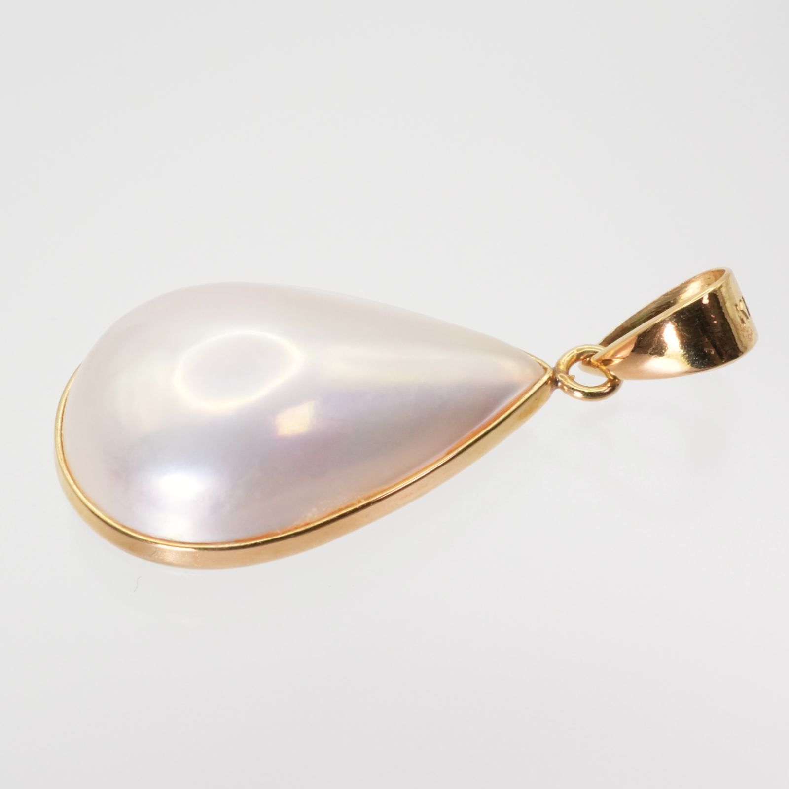 美品 田崎真珠 K18 マベパール ネックレストップ ドロップ/25-1365S