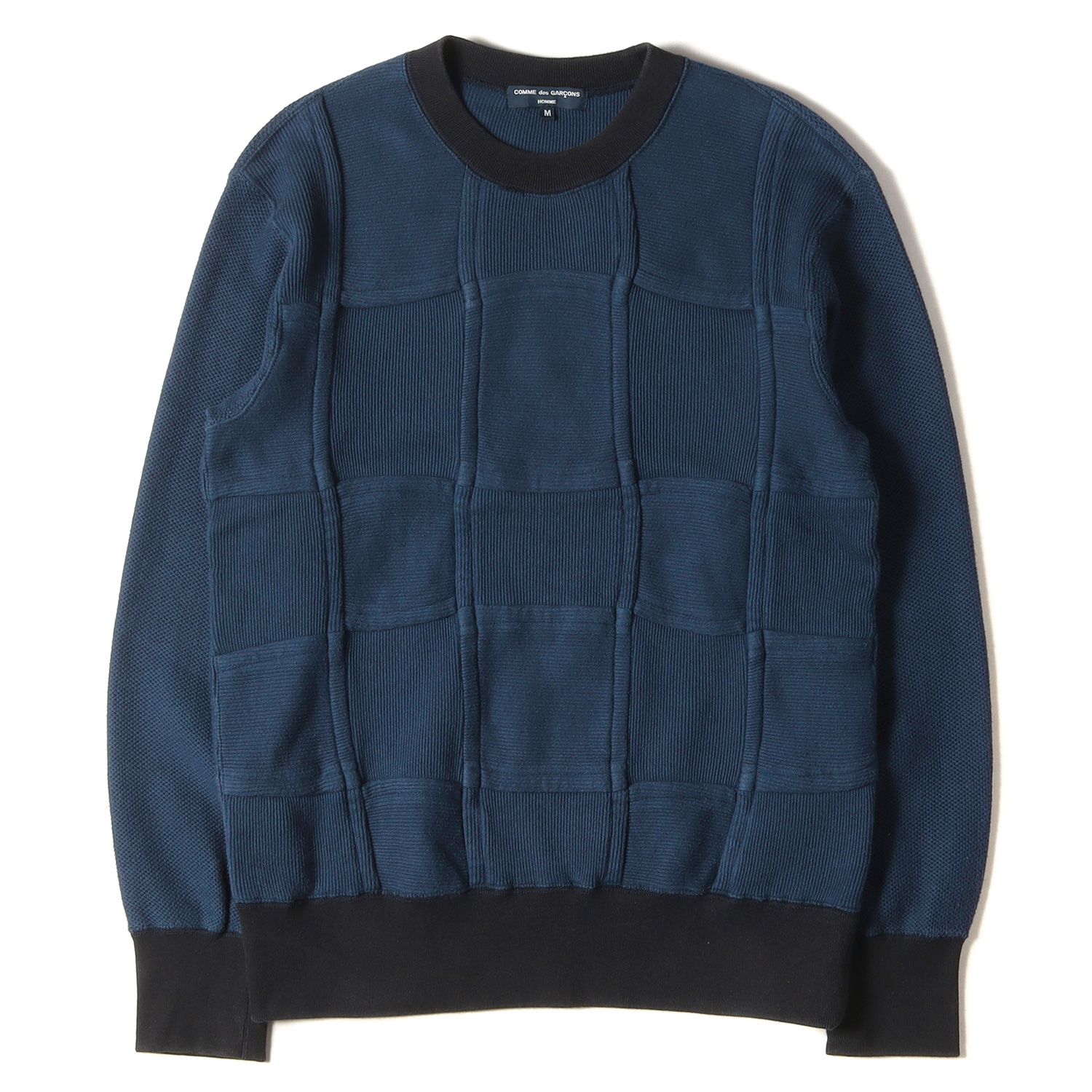 希少 コムデギャルソンオム リブ編みパッチワーククルーネック