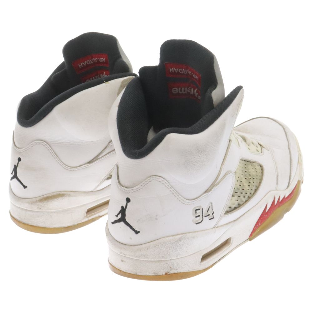 NIKE (ナイキ) 15AW×SUPREME AIR JORDAN 5 RETRO 824371-101 シュプリーム エアジョーダン5  ハイカットスニーカー ホワイト US10/28.0cm - メルカリ