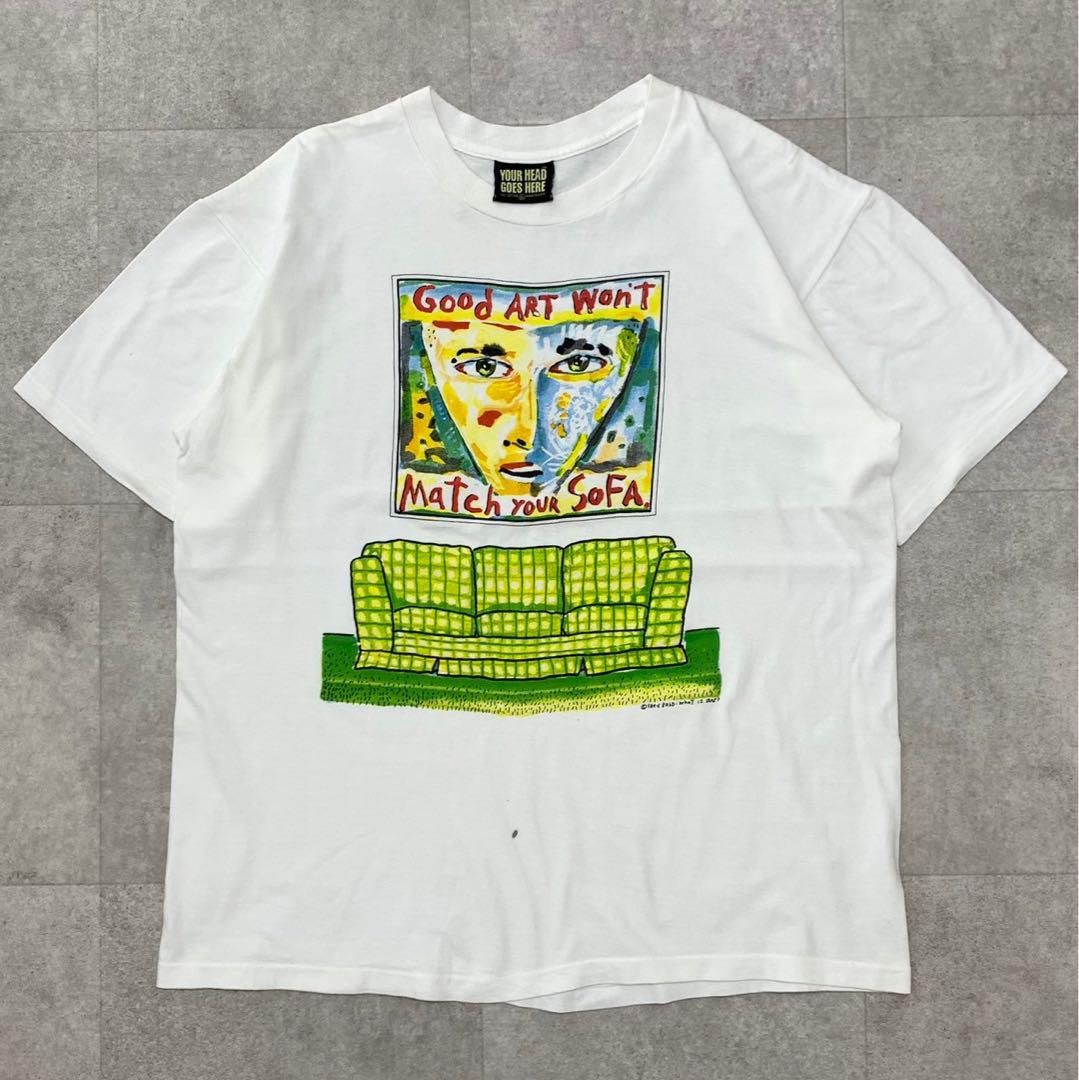 希少　フレッドバブ　ビンテージ　人面　アート　ART Tシャツ　90s 半袖　白 希少 フレッドバブ ビンテージ 人面 アート ART Tシャツ 90s 半袖 白