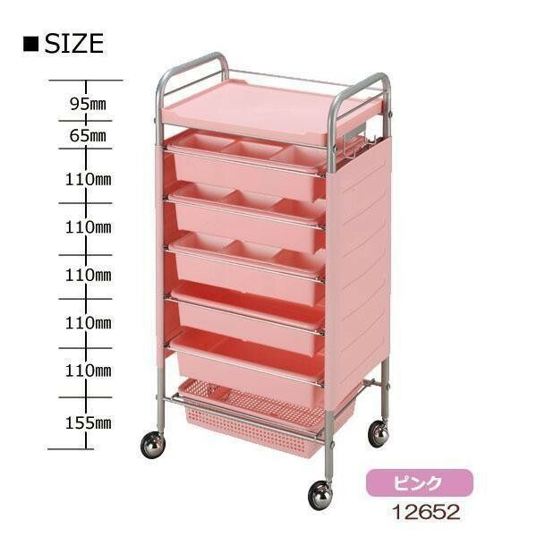 サロン用キャスター付きワゴン ロット台 7段 C-265 ブラック・12650