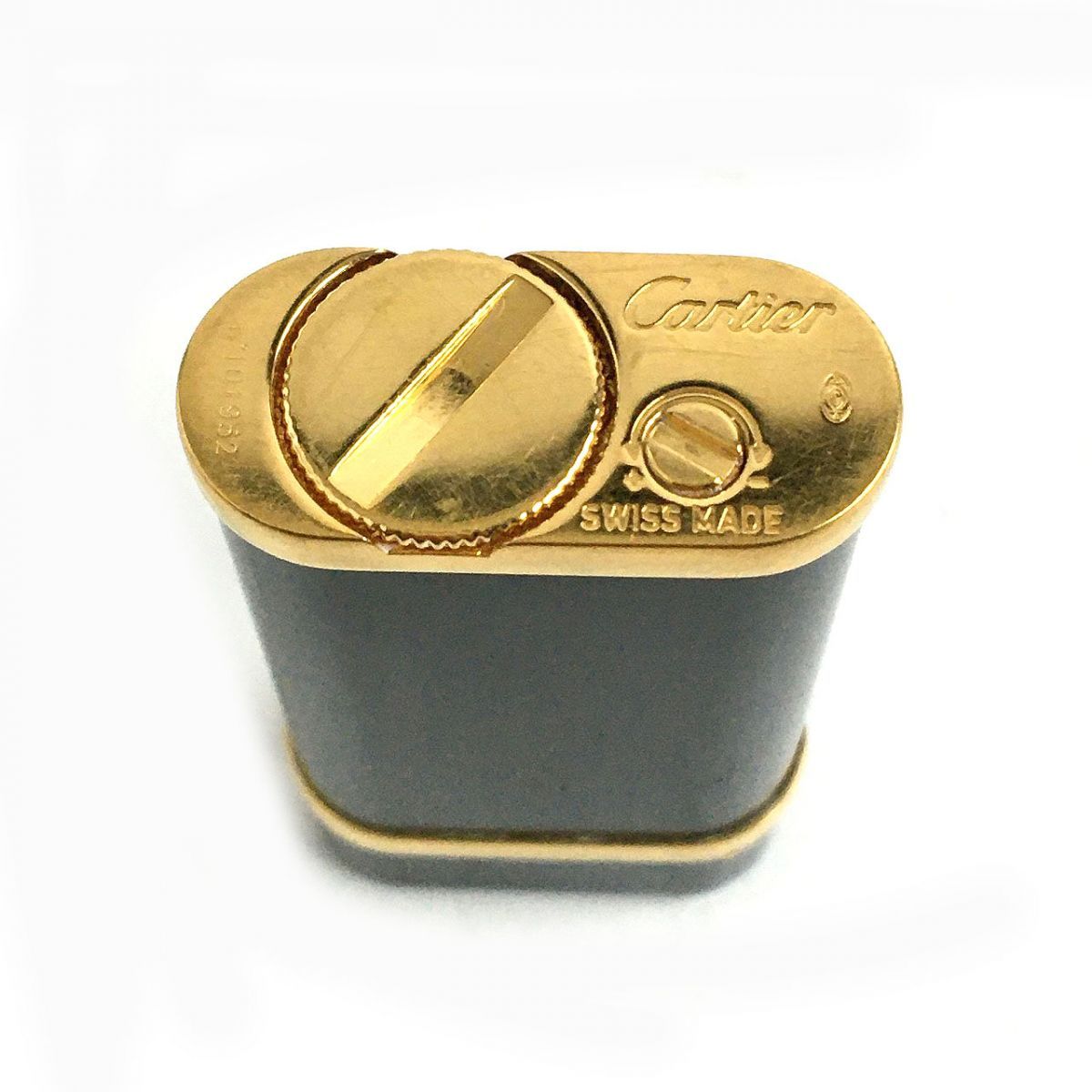 Cartier カルティエ ゴドロンラッカー ライター ブラック/ ゴールド