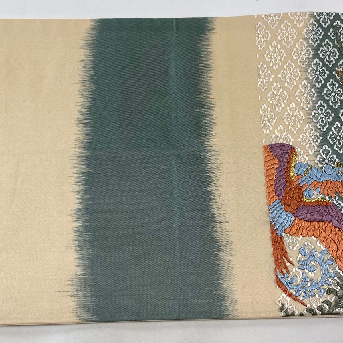 美品　袋帯　全通　正絹　刺繍 袋帯刺繍正絹