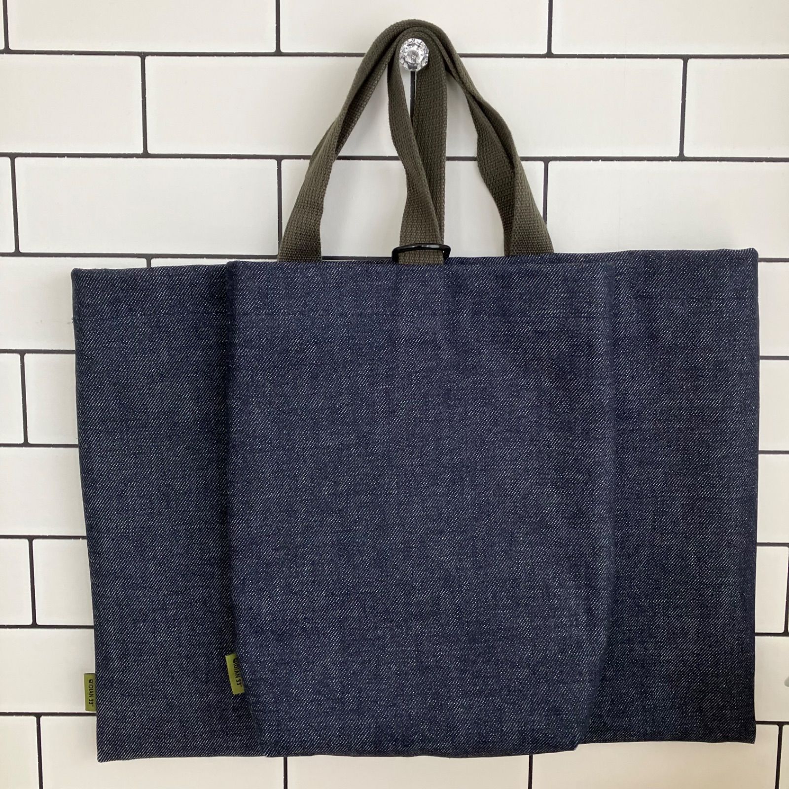 ハンドメイド 岡山デニム ストライプ レッスンバッグ シューズバッグ 