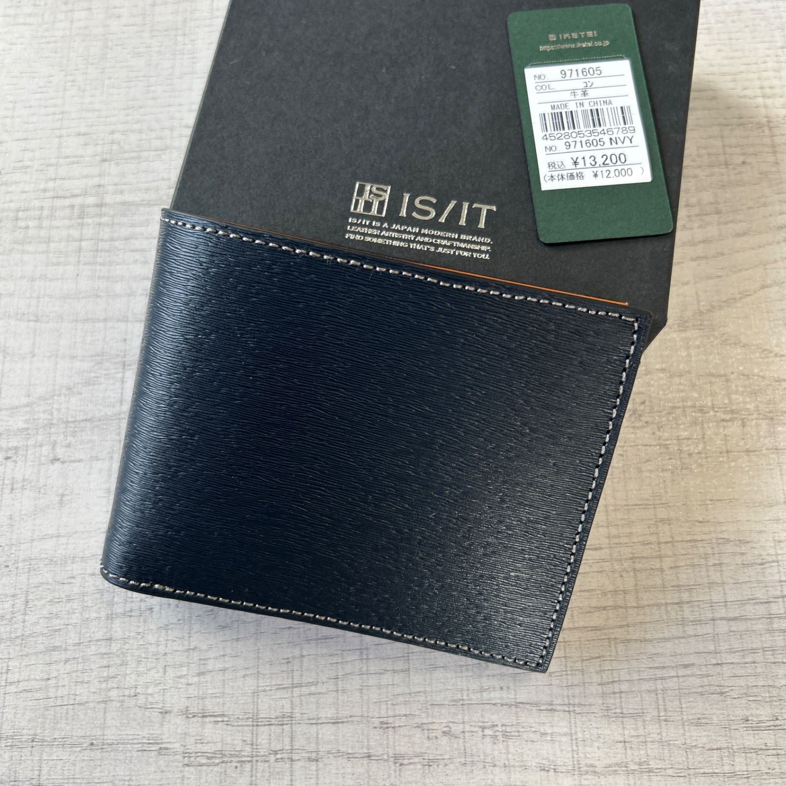 IS|IT 二つ折り財布 ペッパー 牛革 ネイビー イズイット 定価¥13200