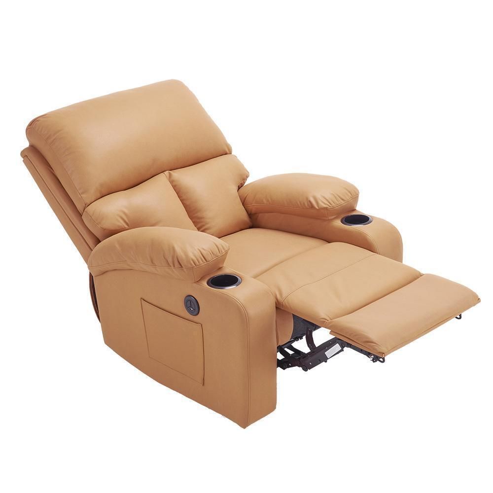 リクライニングソファー 電動リクライニングソファ オットマン一体型【キャメル】 リクライニングソファ1人掛け電動リクライニングオットマン一体型