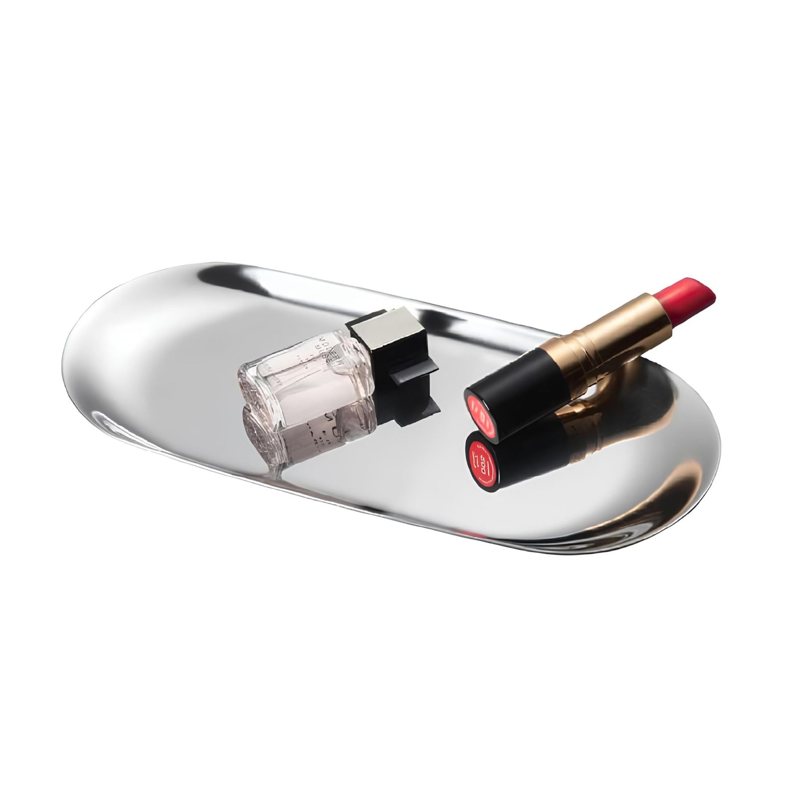 数量 ColorfylCoco ステンレス キャッシュトレイ コイントレイ 会計皿 おしぼり置き 釣り銭 トレー 楕円形 Mサイズ 18 cm幅 シルバー 銀