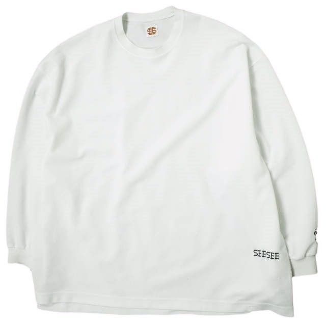 SEE SEE シーシー 日本製 SUPER BIG LONG-SLEEVE 鹿の子 T-SHIRTS スーバービッグロングスリーブTシャツ XXXXL ホワイト 長袖 ハニカム トップス g14742
