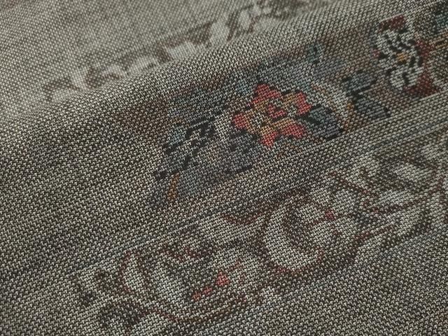 平和屋着物○本場大島紬 9マルキ 短冊花唐草文 正絹 逸品 CAAU1972yc