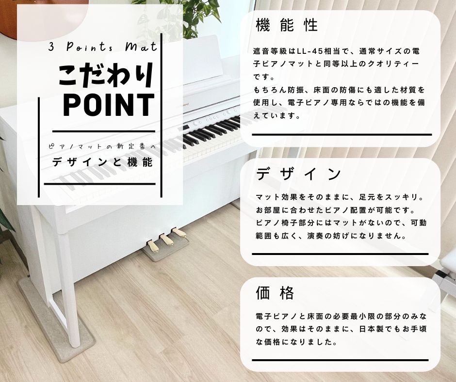 3 Points Mat （3ポイントマット）電子ピアノ マット | 防音・防振・防 ...