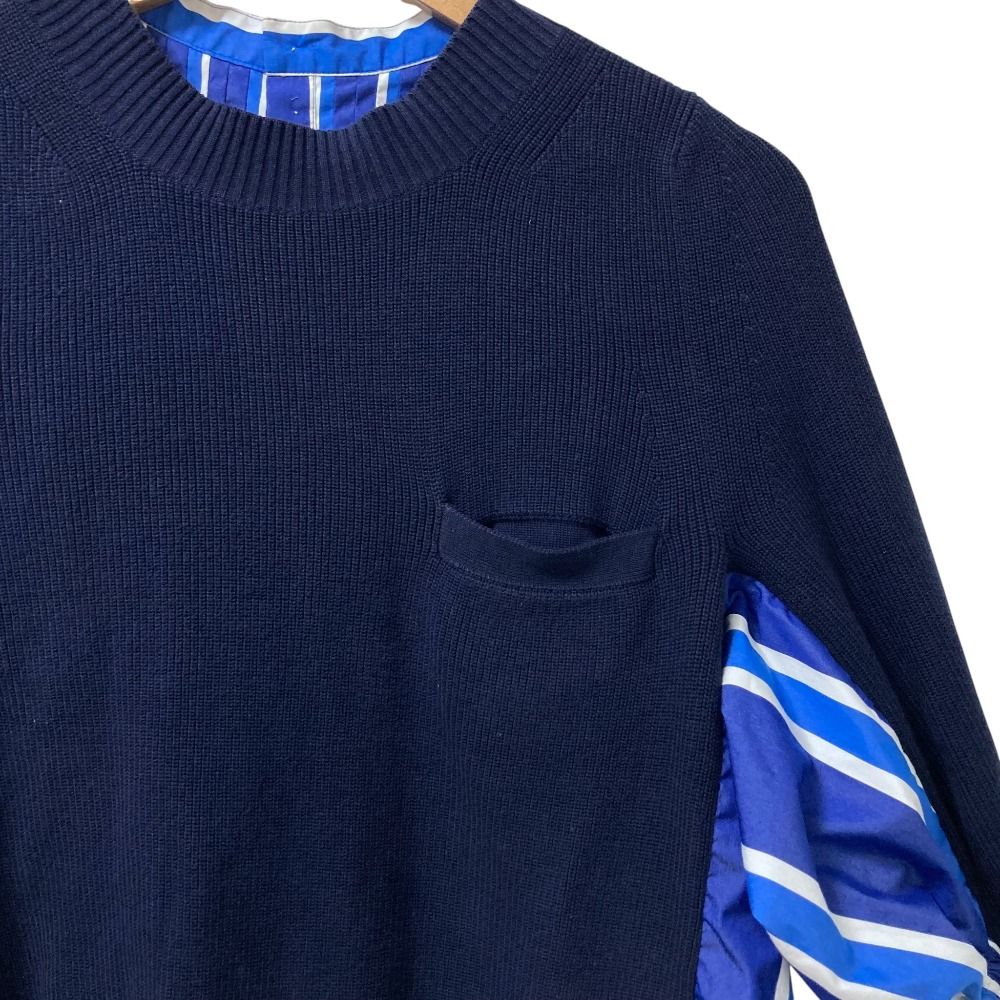 sacai サカイ バックプリーツ コットンポプリン ドッキング ブラウス 20-05037 サイズ1 ネイビー レディース 古着