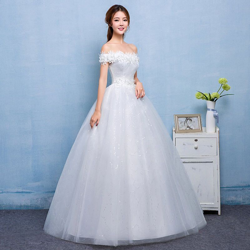 床付き細見えオフショルダー韓国風スリム