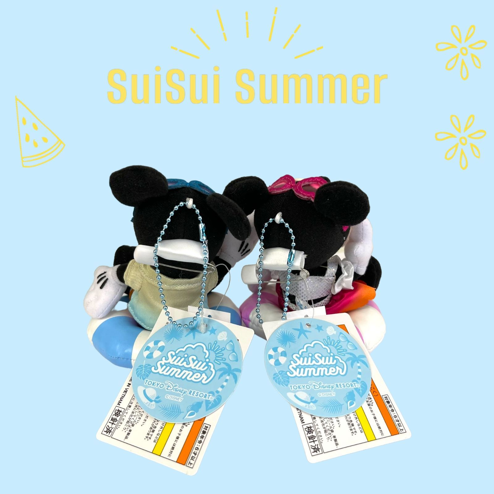 ディズニー スイスイサマー 2024 ぬいぐるみバッジ ミッキー ミニー ディズニー ぬいぐるみバッジ スイスイサマー【ミッキー＆ミニー