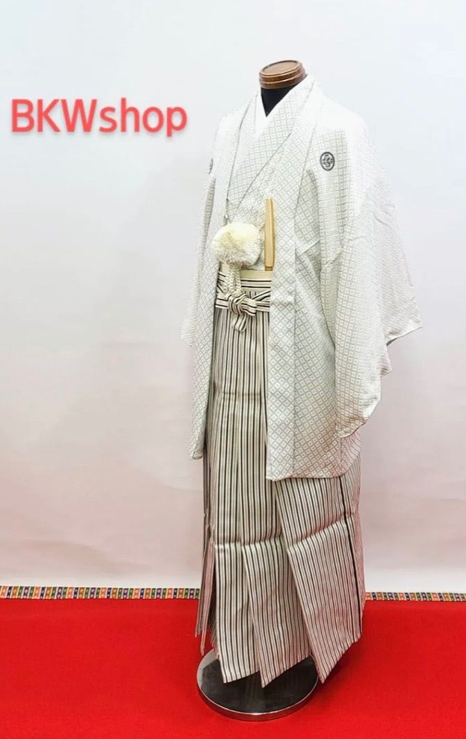新品 未使用 正絹 羽織・着物(刺子生地)・used男袴 2.35寸 165cm～ 3点 
